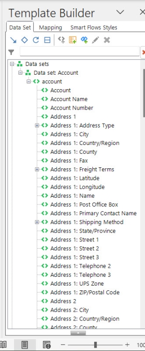 List of fields in Data set